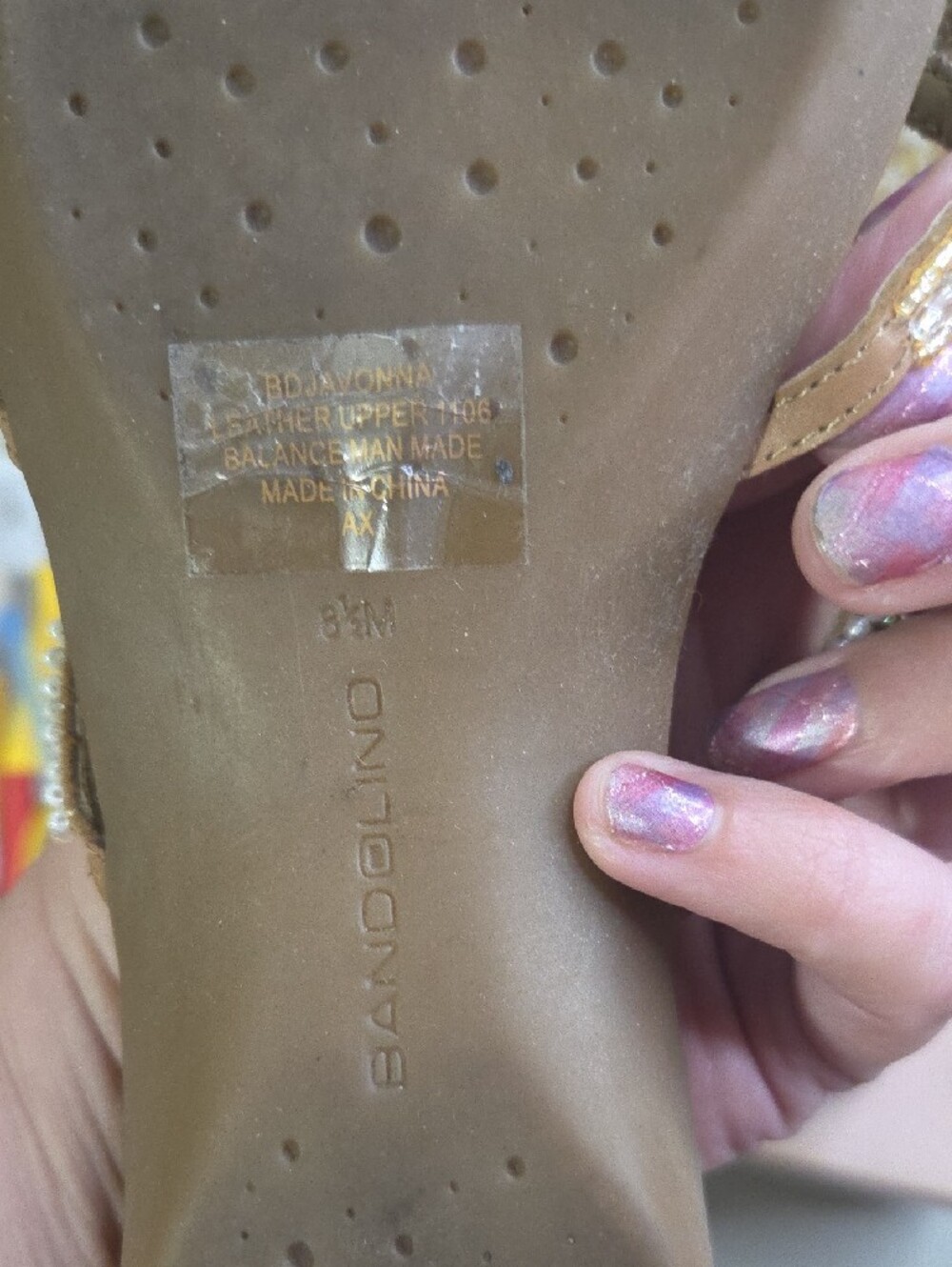 Bandolino Beige Beaded Floral Toe-Post Sandals - Picture 4 of 5